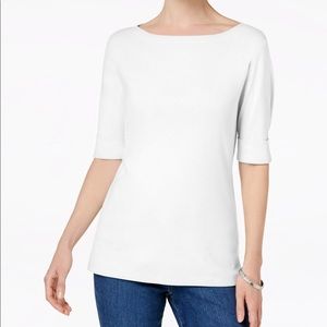 Karen Scott petite elbow-sleeve top size xl white